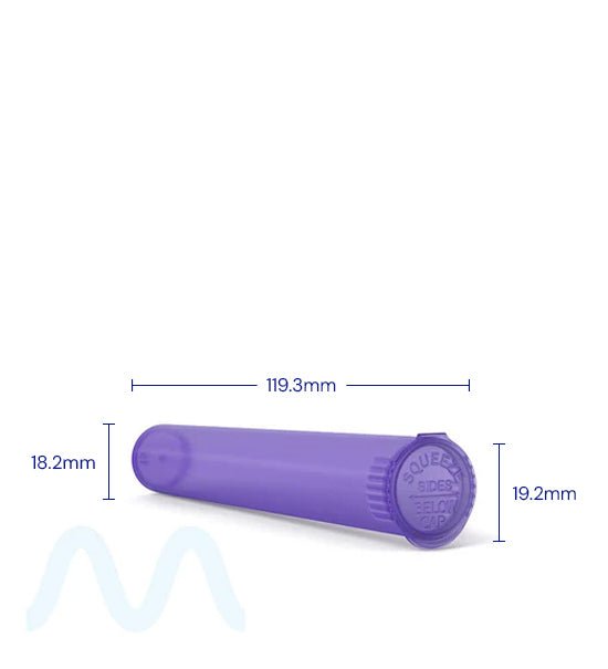 Child Resistant | King Size Pop Top Translucent Plastic Pre - Roll Tubes | 116mm - Purple - 1000 Count - 3