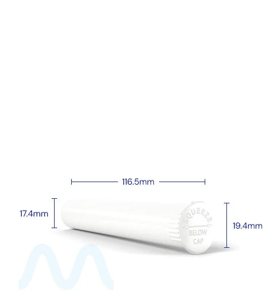 Child Resistant | King Size Pop Top Opaque Plastic Pre - Roll Tubes | 116mm - White - 1000 Count - 4