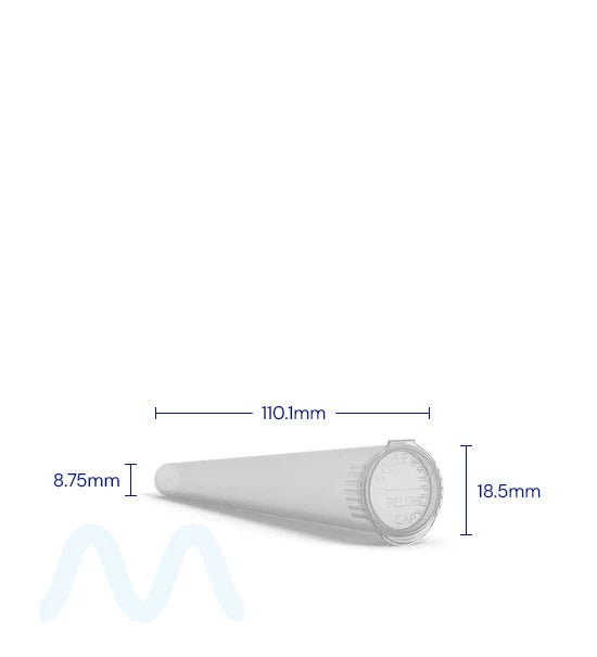 Child Resistant | Pop Top Transparent Conical Pre - Roll Tubes | 109mm - Clear - 1000 Count - 5