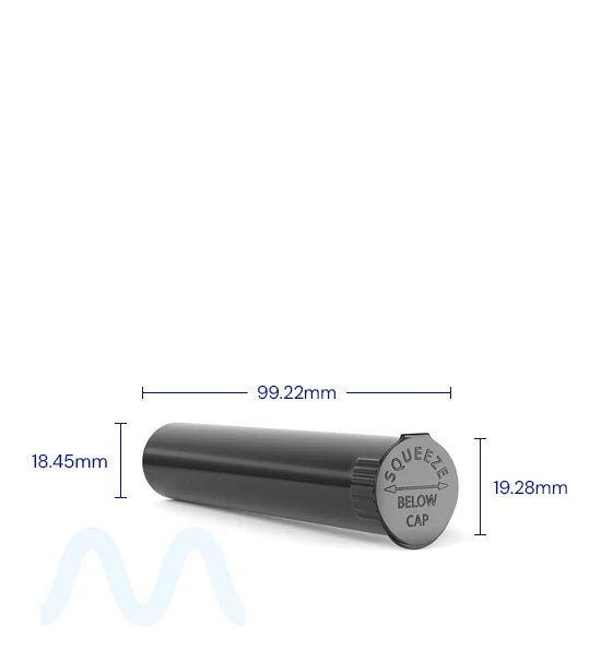 Child Resistant | Pop Top Opaque Plastic Pre - Roll Tubes (Open) | 98mm - Black - 1000 Count - 4