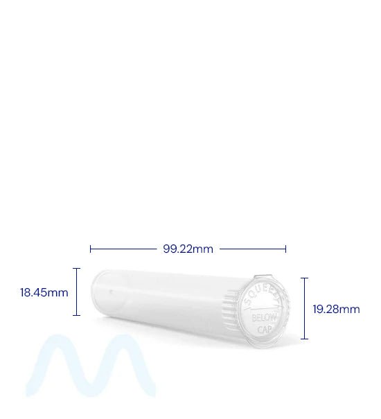 Child Resistant | Pop Top Plastic Pre - Roll Tubes (Open) | 98mm - Clear - 1000 Count - 4