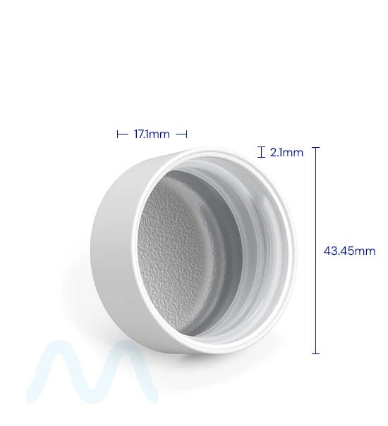 Child Resistant | Smooth Push Down & Turn Plastic PCR Caps w/ Foil Liner | 38mm - Matte White - 320 Count - 3