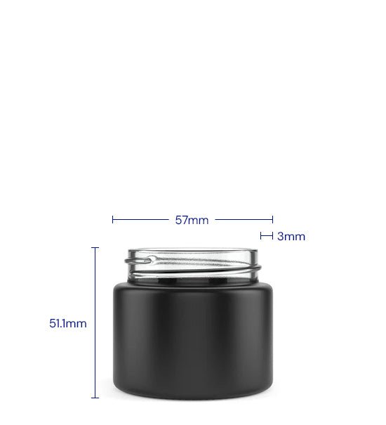 Straight Sided Matte Black Glass Jars | 50mm - 2oz - 200 Count - 1