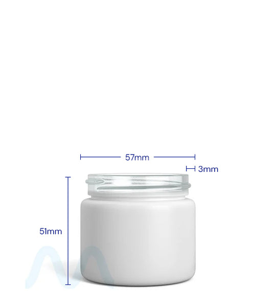 Straight Sided Matte White Glass Jars | 50mm - 2oz - 200 Count