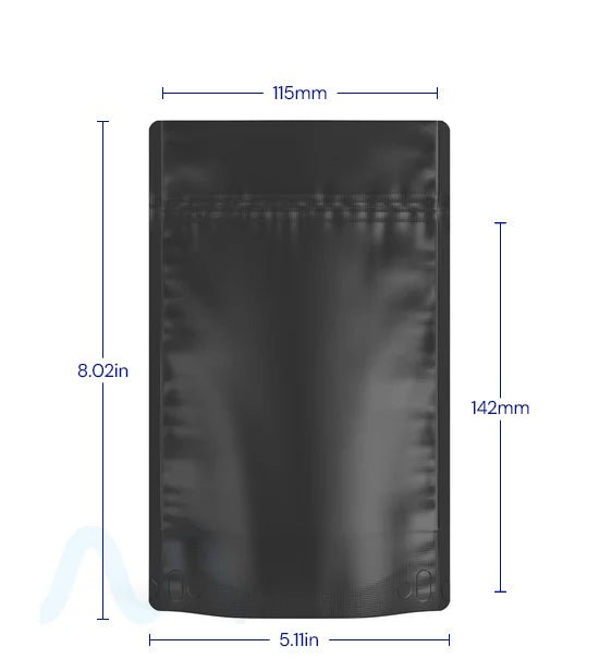 Tamper Evident | Matte Black PCR Mylar Bags (No Tear Notch) | 5in x 8.1in - 14g - 1000 Count - 4