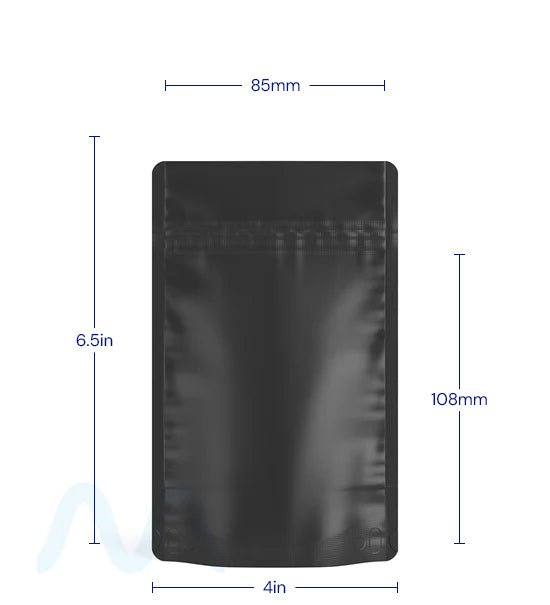 Tamper Evident | Matte Black PCR Mylar Bags (No Tear Notch) | 4in x 6.5in - 7g - 1000 Count - 2