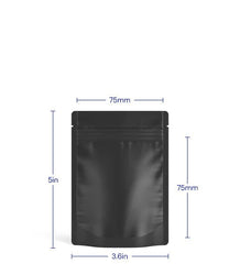 Tamper Evident | Matte Black Vista Mylar Bags (Tear Notch) | 3.62in x 5in - 3.5g - 1000 Count