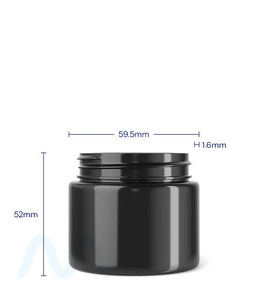 Straight Sided Black Plastic PCR Jars | 53mm - 3oz - 100 Count - 1