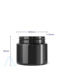 Straight Sided Black Plastic Jars | 53mm - 3oz - 100 Count