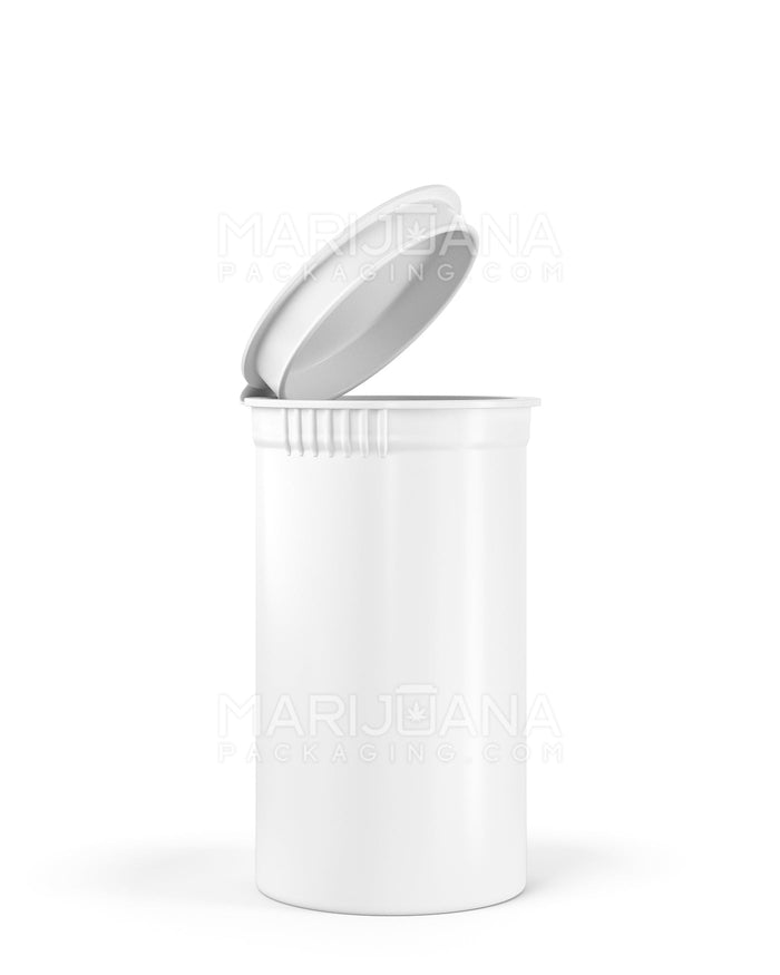 Child Resistant & Sustainable 100% Biodegradable Opaque White Pop Top PCR Bottles | 19dr - 3.5g | Sample Image