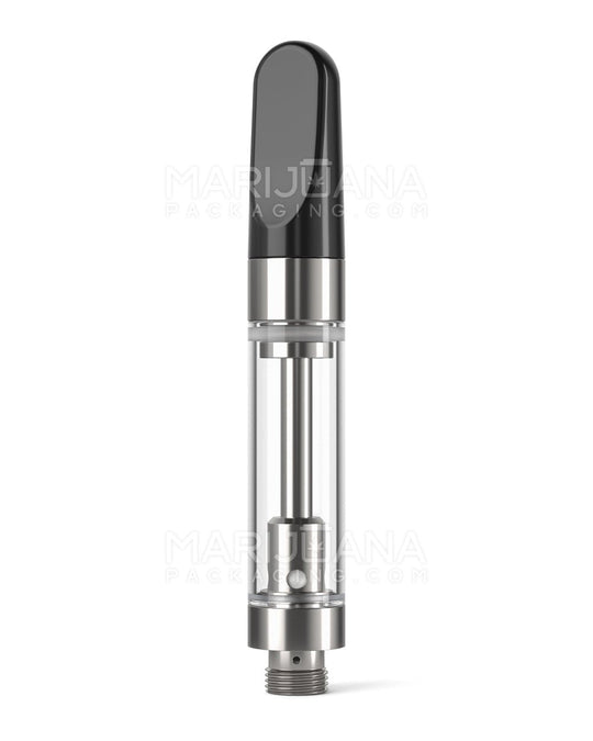 Ceramic Core Glass Vape Cartridge with Flat Black Plastic Mouthpiece | 1mL - Press On - 100 Count - 1