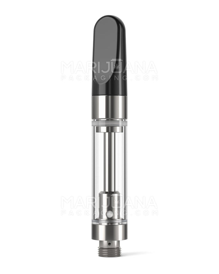 Ceramic Core Glass Vape Cartridge with Flat Black Plastic Mouthpiece | 1mL - Press On - 100 Count Image