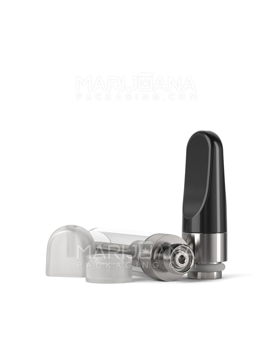 Ceramic Core Glass Vape Cartridge with Flat Black Plastic Mouthpiece | 1mL - Press On - 100 Count - 5