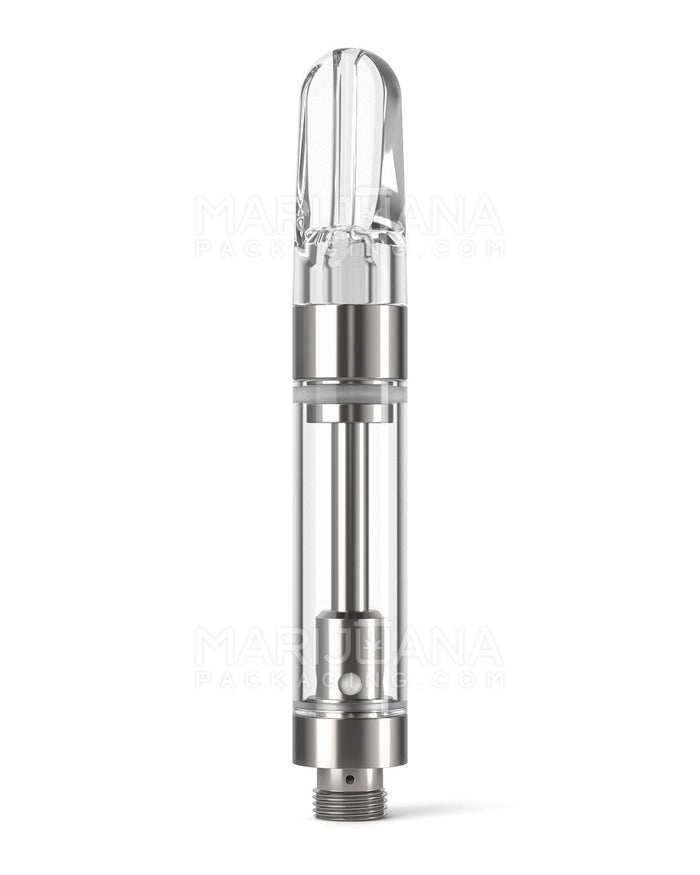 Ceramic Core Glass Vape Cartridge with Flat Clear Plastic Mouthpiece | 1mL - Press On - 100 Count Image