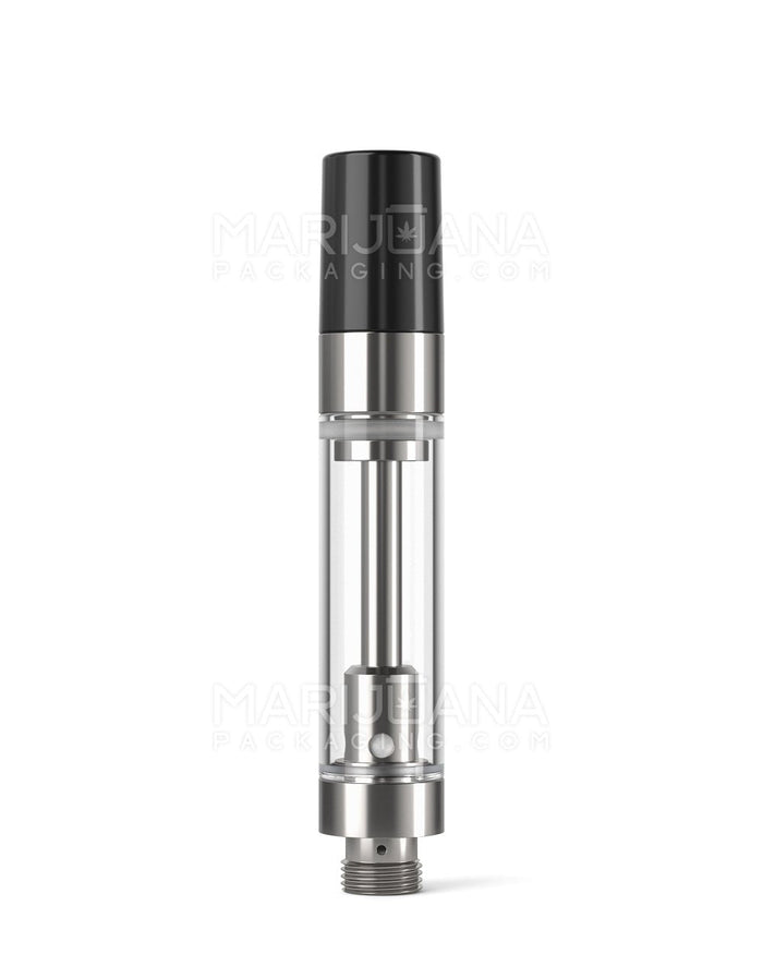 Ceramic Core Glass Vape Cartridge with Round Black Plastic Mouthpiece | 1mL - Press On - 100 Count Image