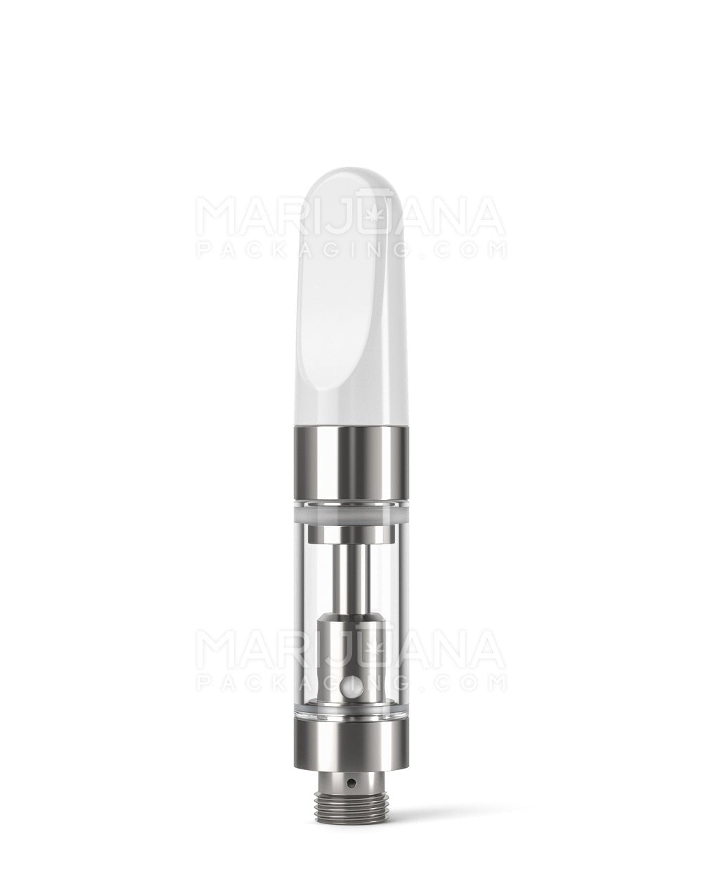 Ceramic Core Glass Vape Cartridge with Flat White Plastic Mouthpiece | 0.5mL - Press On - 100 Count - 1