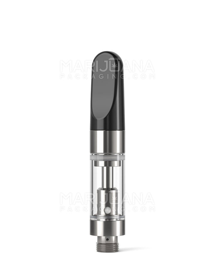 Ceramic Core Glass Vape Cartridge with Flat Black Plastic Mouthpiece | 0.5mL - Press On - 100 Count Image