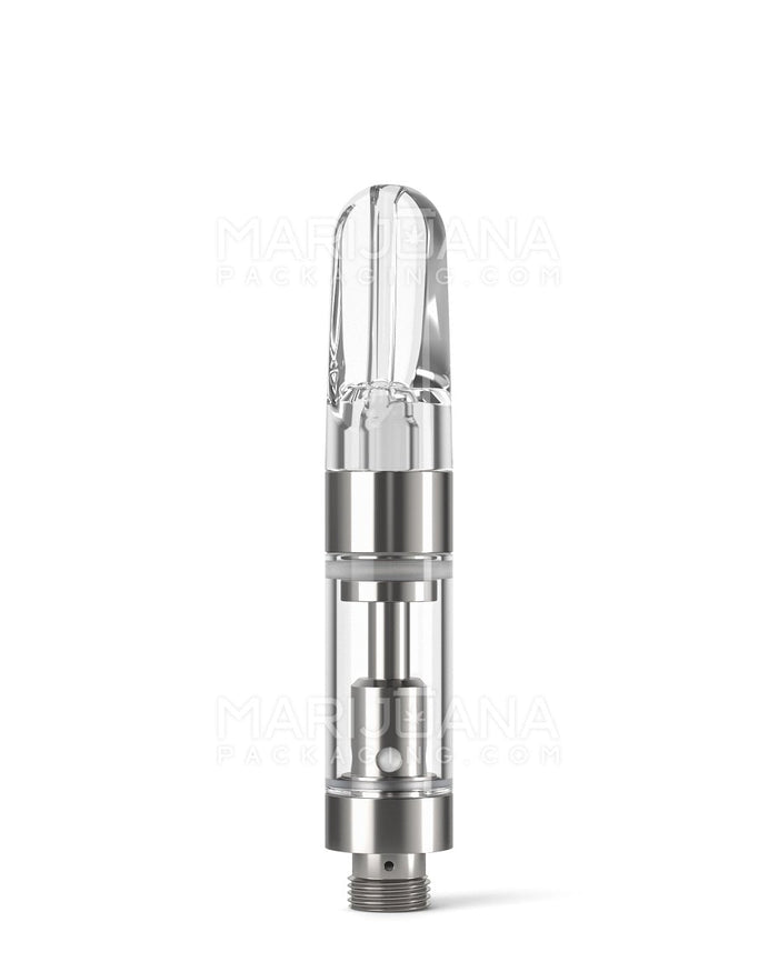 Ceramic Core Glass Vape Cartridge with Flat Clear Plastic Mouthpiece | 0.5mL - Press On - 100 Count Image