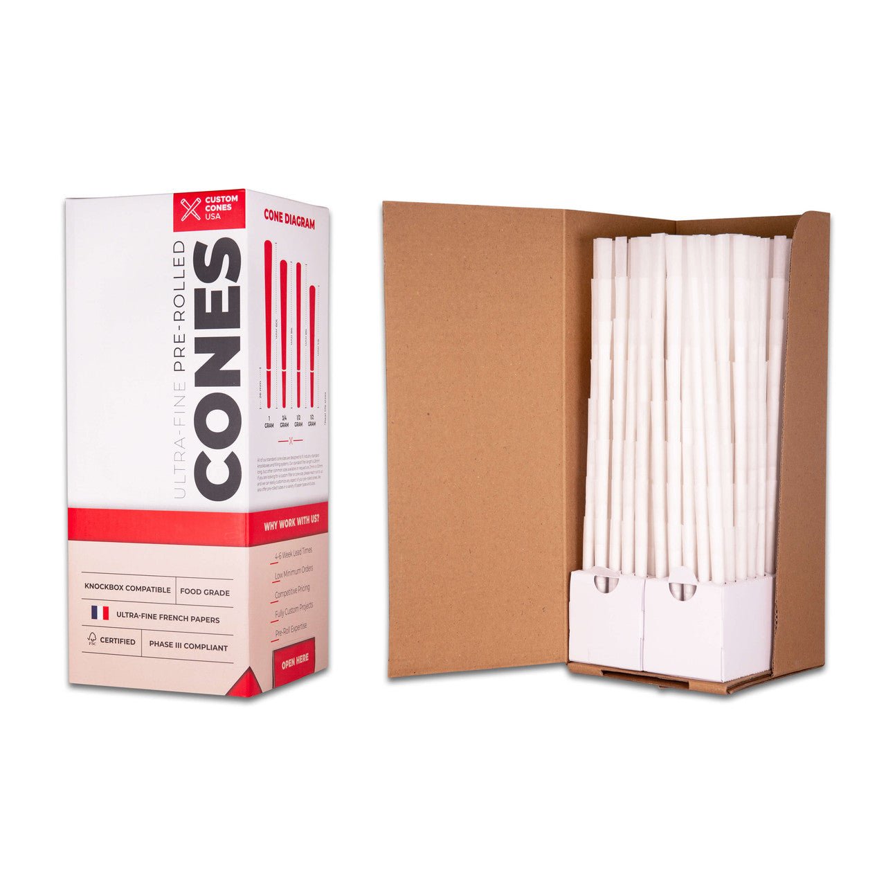 CUSTOM CONES | 98 Special Size Pre - Rolled Cones w/ Filter Tip | 98mm - Bleached White Paper - 800 Count - 3