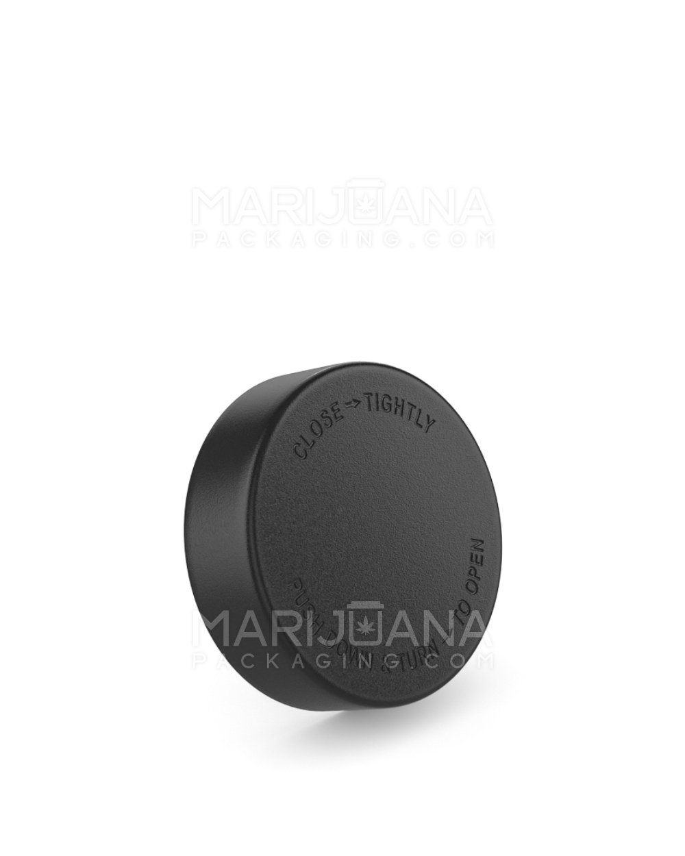 Child Resistant | Smooth Push Down & Turn Plastic Caps w/ Foam Liner | 50mm - Matte Black - 100 Count - 1