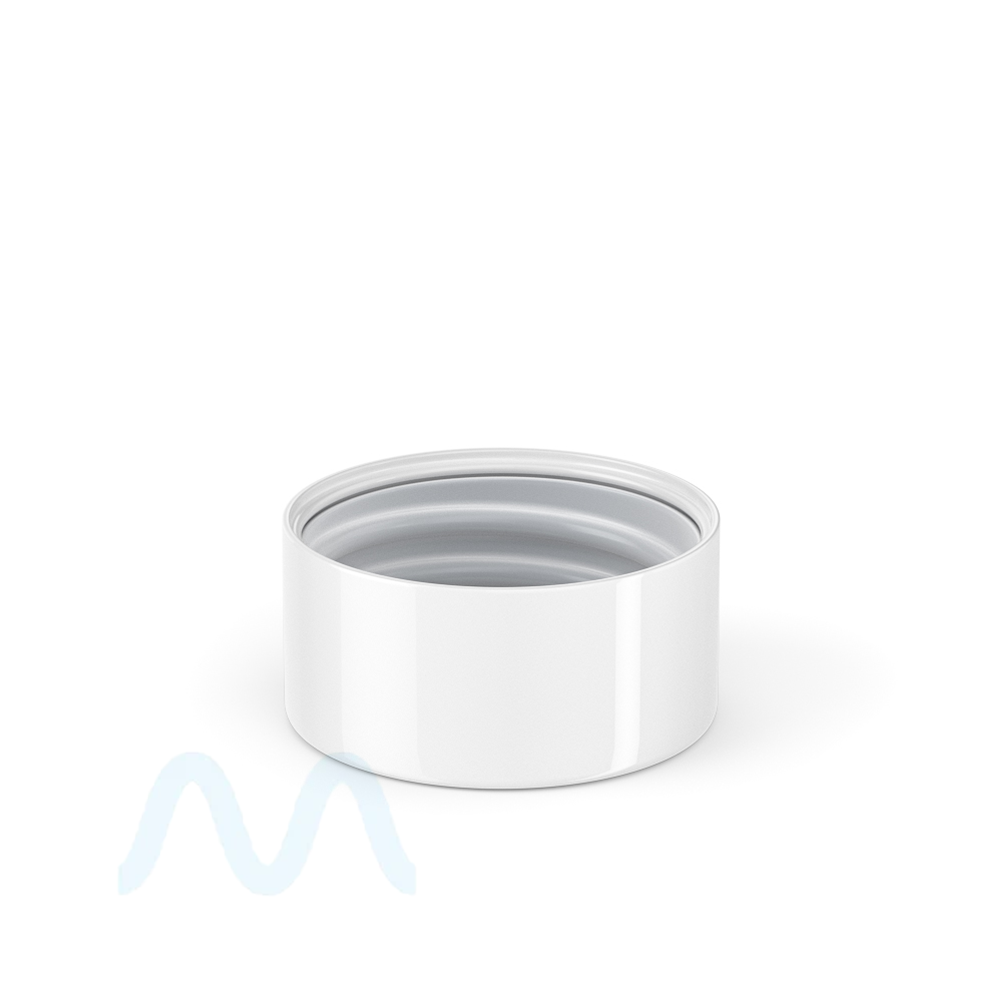 Child Resistant | Smooth Push Down & Turn Plastic Caps w/ Foil Liner | 28mm - Glossy White - Sample - 1