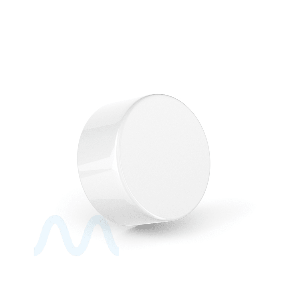 Child Resistant | Smooth Push Down & Turn Plastic Caps w/ Foil Liner | 28mm - Glossy White - Sample - 1