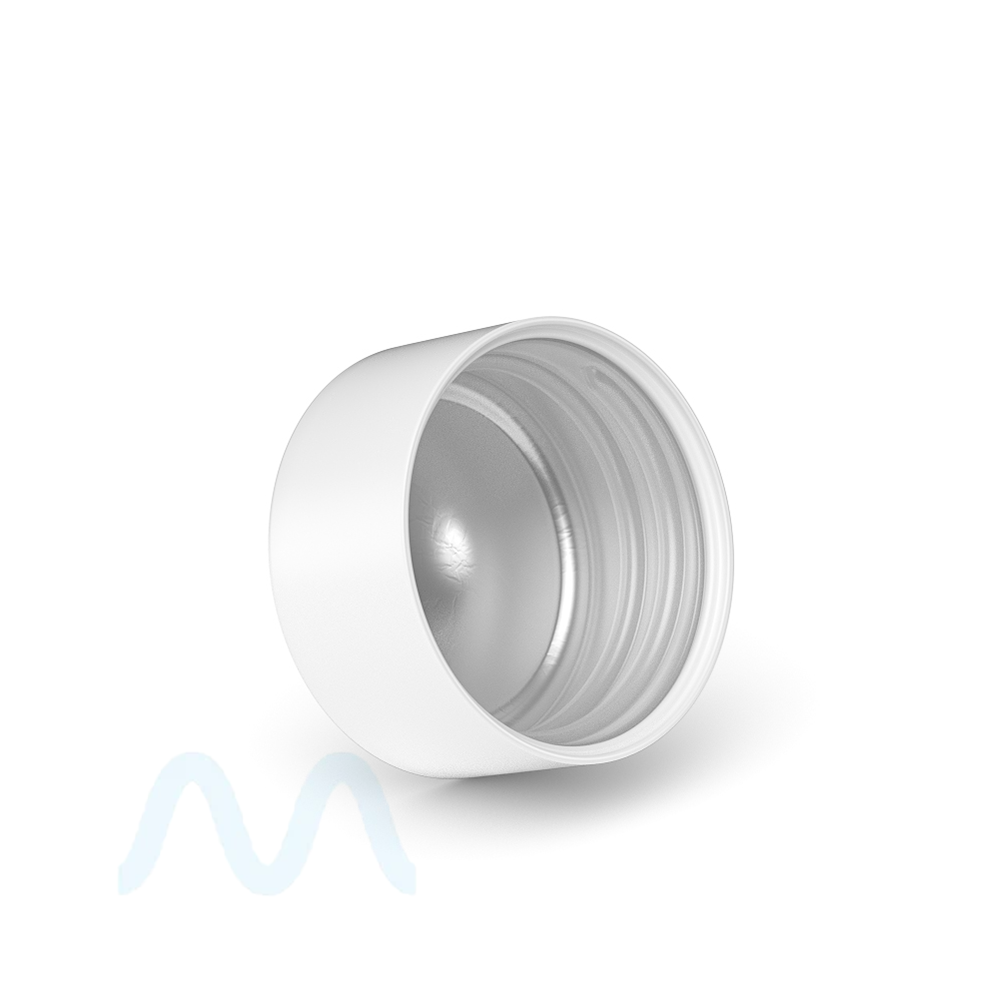 Child Resistant | Smooth Push Down & Turn Plastic Caps w/ Foil Liner | 28mm - Matte White - Sample - 1
