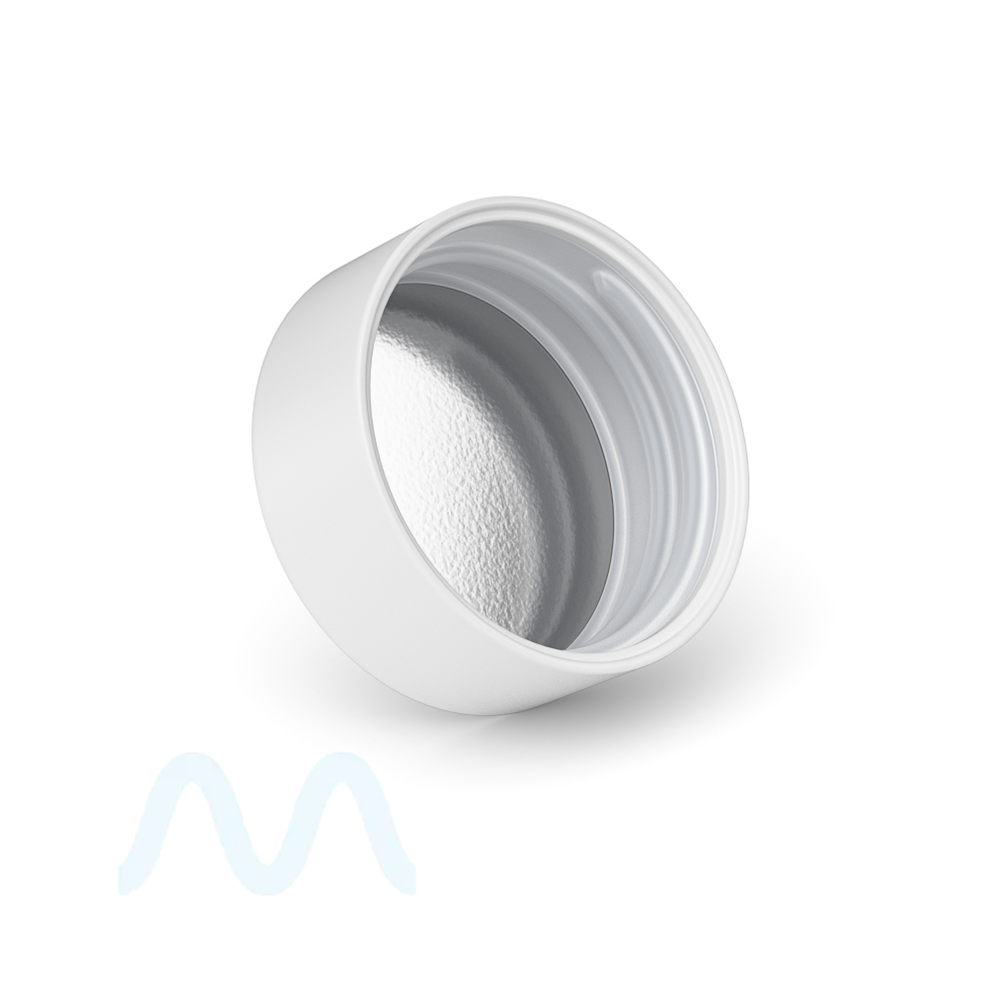 Child Resistant | Smooth Push Down & Turn Plastic Caps w/ Foil Liner | 38mm - Matte White - Sample - 1