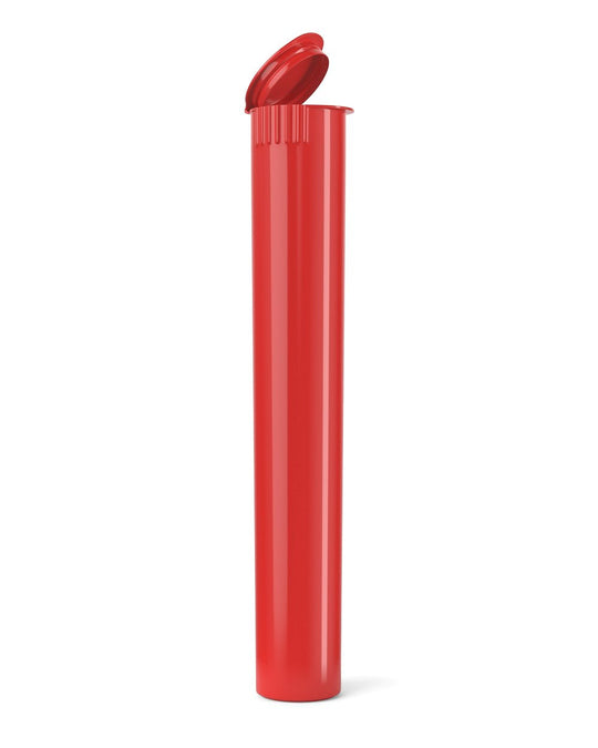 Child Resistant | King Size Pop Top Opaque Plastic PCR Pre - Roll Tubes | 116mm - Red - 1000 Count - 1