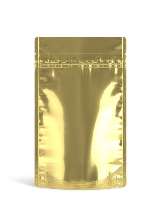 Tamper Evident | Glossy Gold Vista PCR Mylar Bag (Tear Notch) | 5in x 8.1in - 14g - 1000 Count - 1