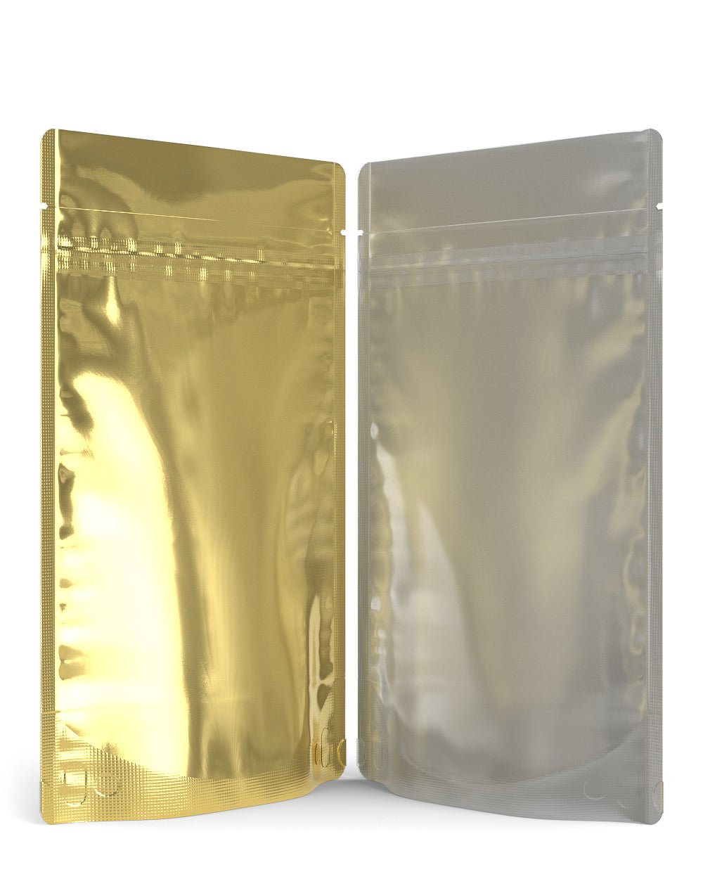 Tamper Evident | Glossy Gold Vista PCR Mylar Bag (Tear Notch) | 5in x 8.1in - 14g - 1000 Count - 3