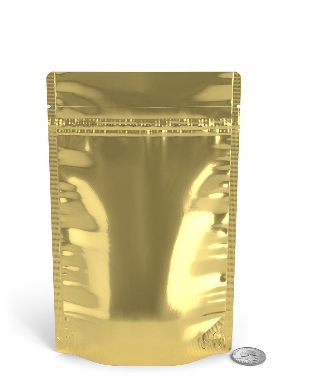 Tamper Evident | Glossy Gold Vista PCR Mylar Bag (Tear Notch) | 5in x 8.1in - 14g - 1000 Count - 7