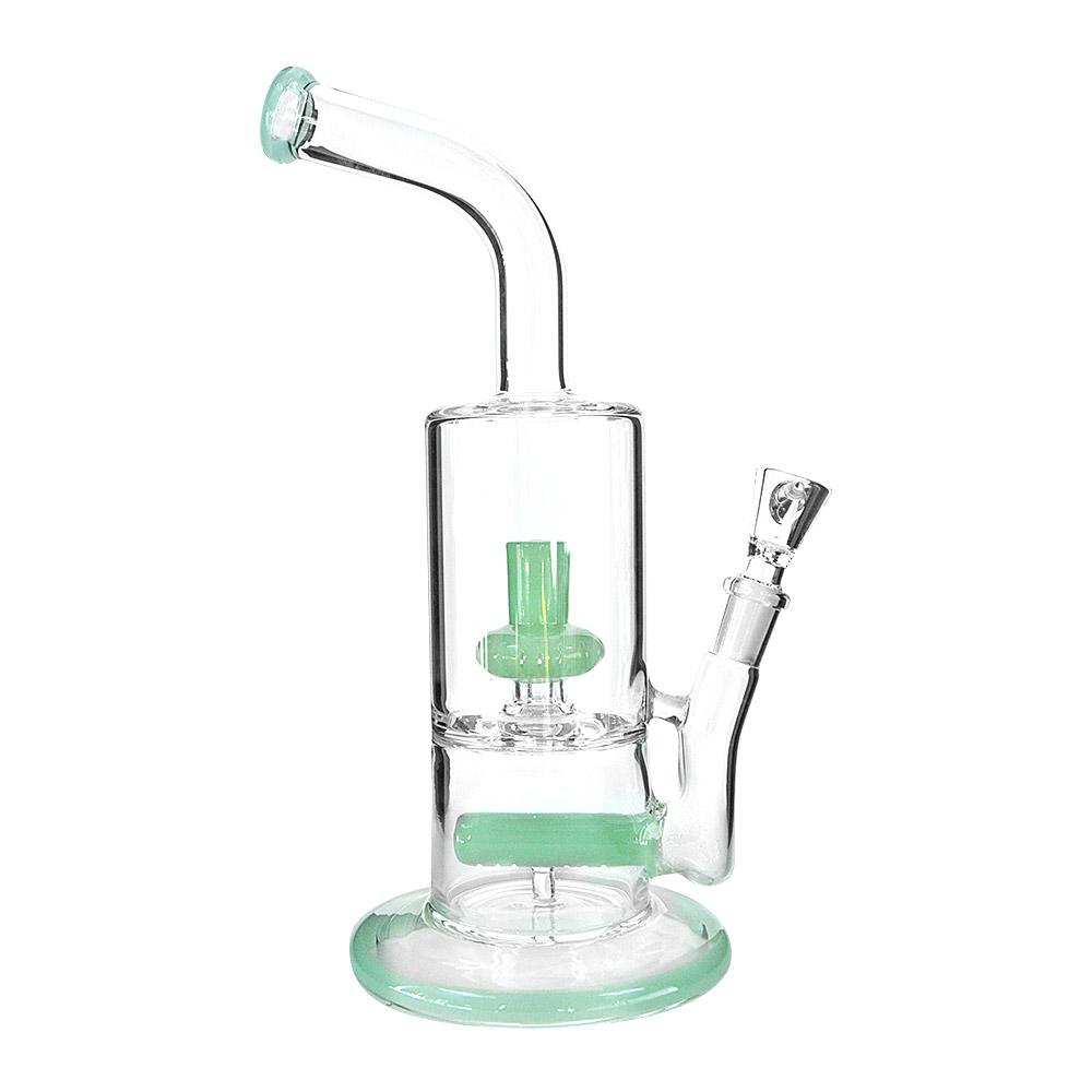 10" Green Double Perc Water Pipe 14mm - 3