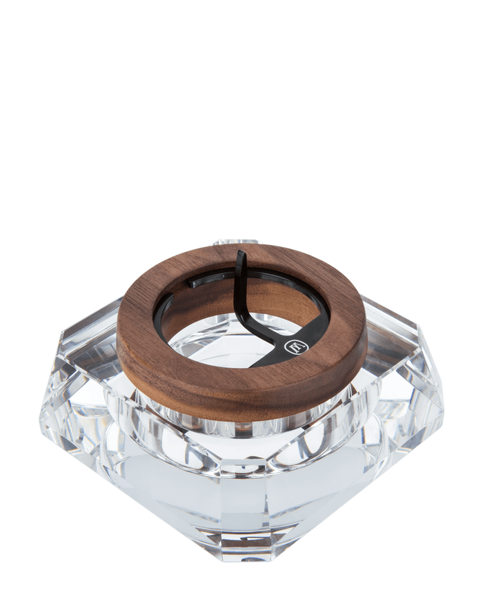 Marley Natural | Black Walnut Crystal Ashtray | 4in - Glass - Wood Image