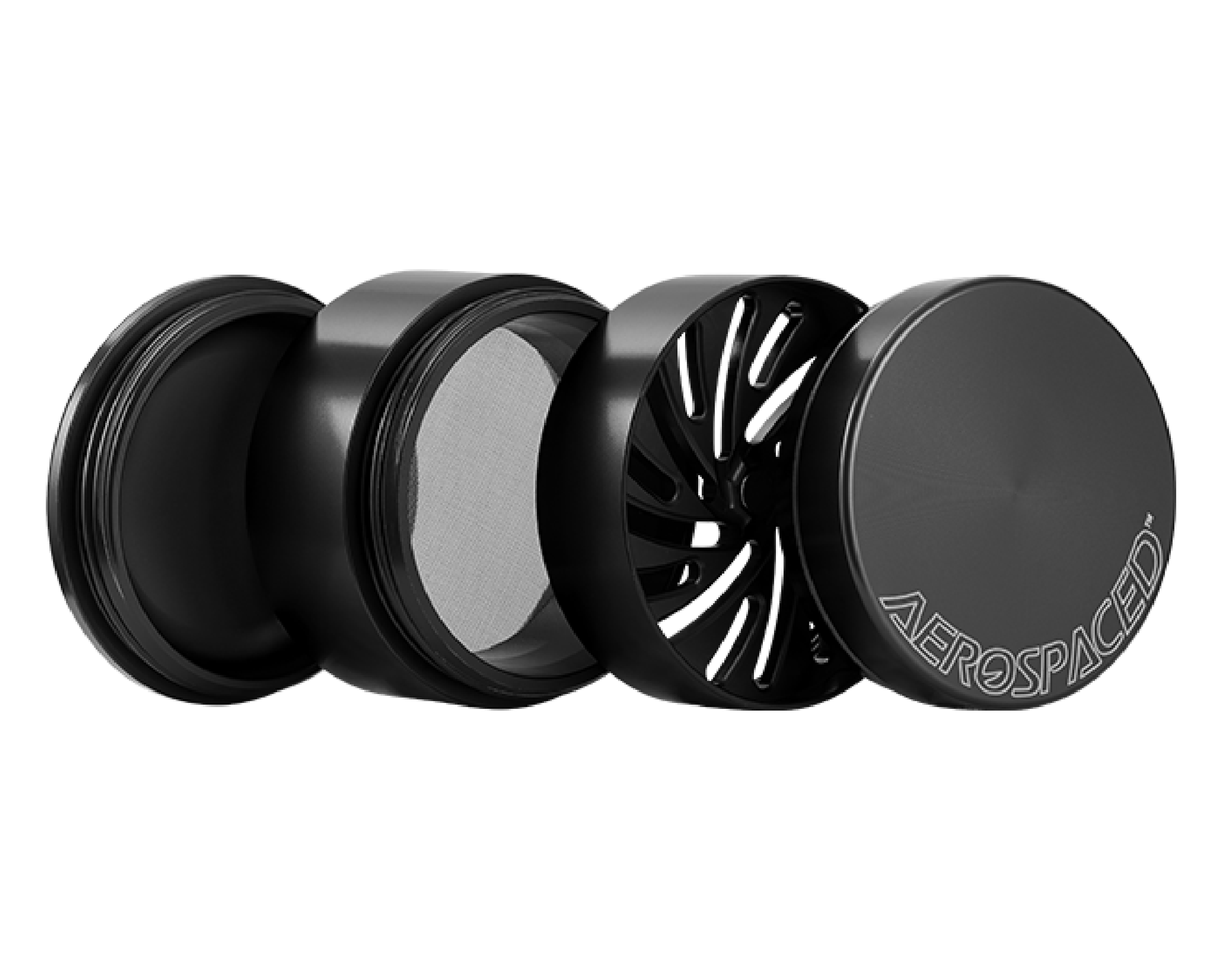 Aerospaced | Aluminum Metal Toothless Grinder | 4 Piece - 63mm - Black - 2