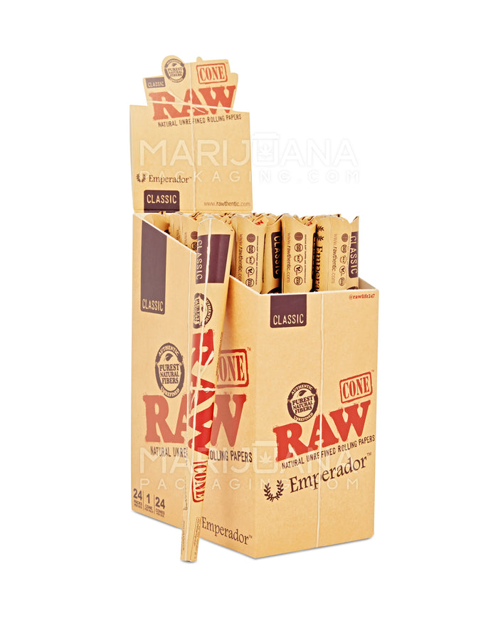 RAW | 'Retail Display' Emperador Super Size Pre-Rolled Cones | 180mm - Organic Hemp Paper - 24 Count Image