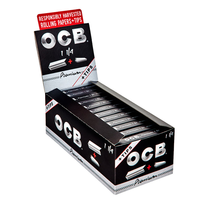 OCB | 'Retail Display' 1 1/4 Size Rolling Papers + Filter Tips | 76mm - Premium - 24 Count Image