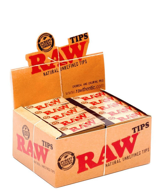 RAW | 'Retail Display' Rolling Paper Tips | Natural Paper - 50 Count - 1