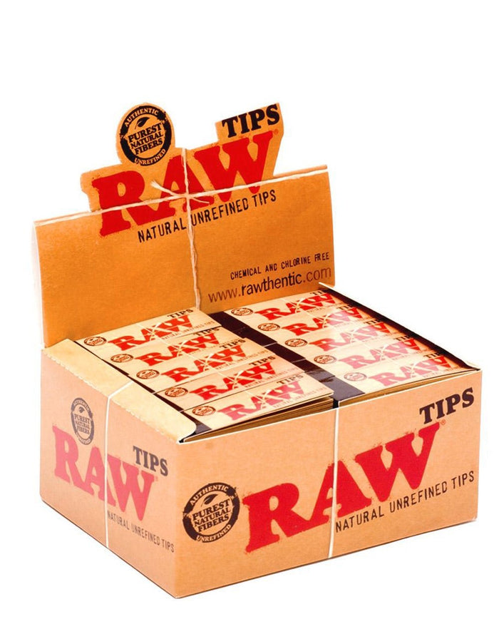 RAW | 'Retail Display' Rolling Paper Tips | Natural Paper - 50 Count Image