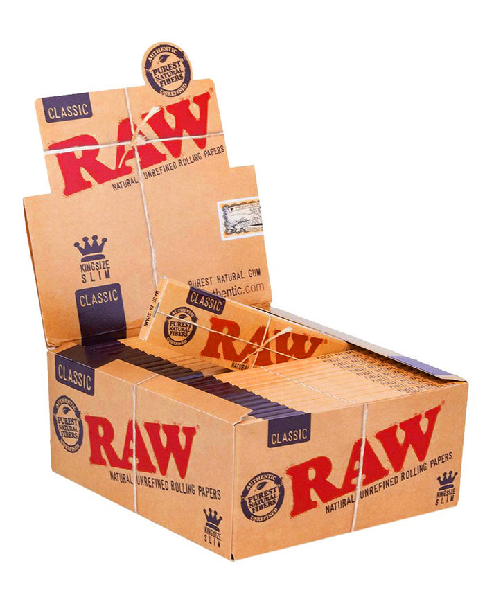 RAW | 'Retail Display' King Size Slim Ultra Thin Rolling Papers | 110mm - Classic - 50 Count Image