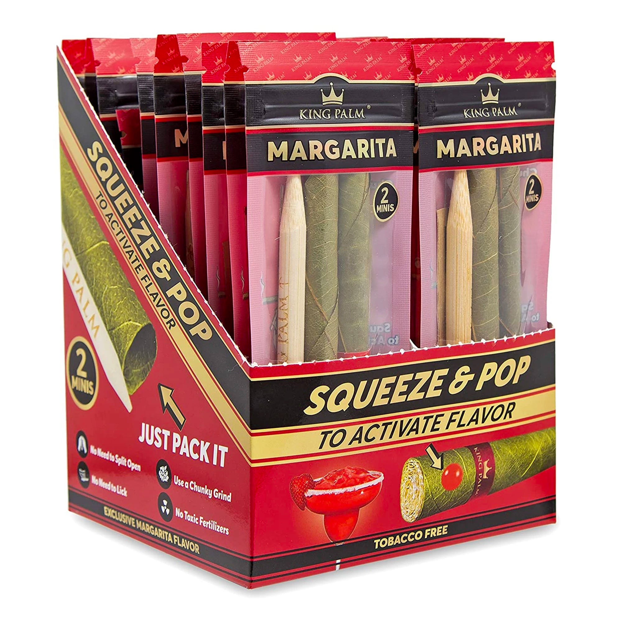 KING PALM | 'Retail Display' Natural Leaf Mini Rolls Blunt Wraps | 85mm - Margarita - 20 Count - 1