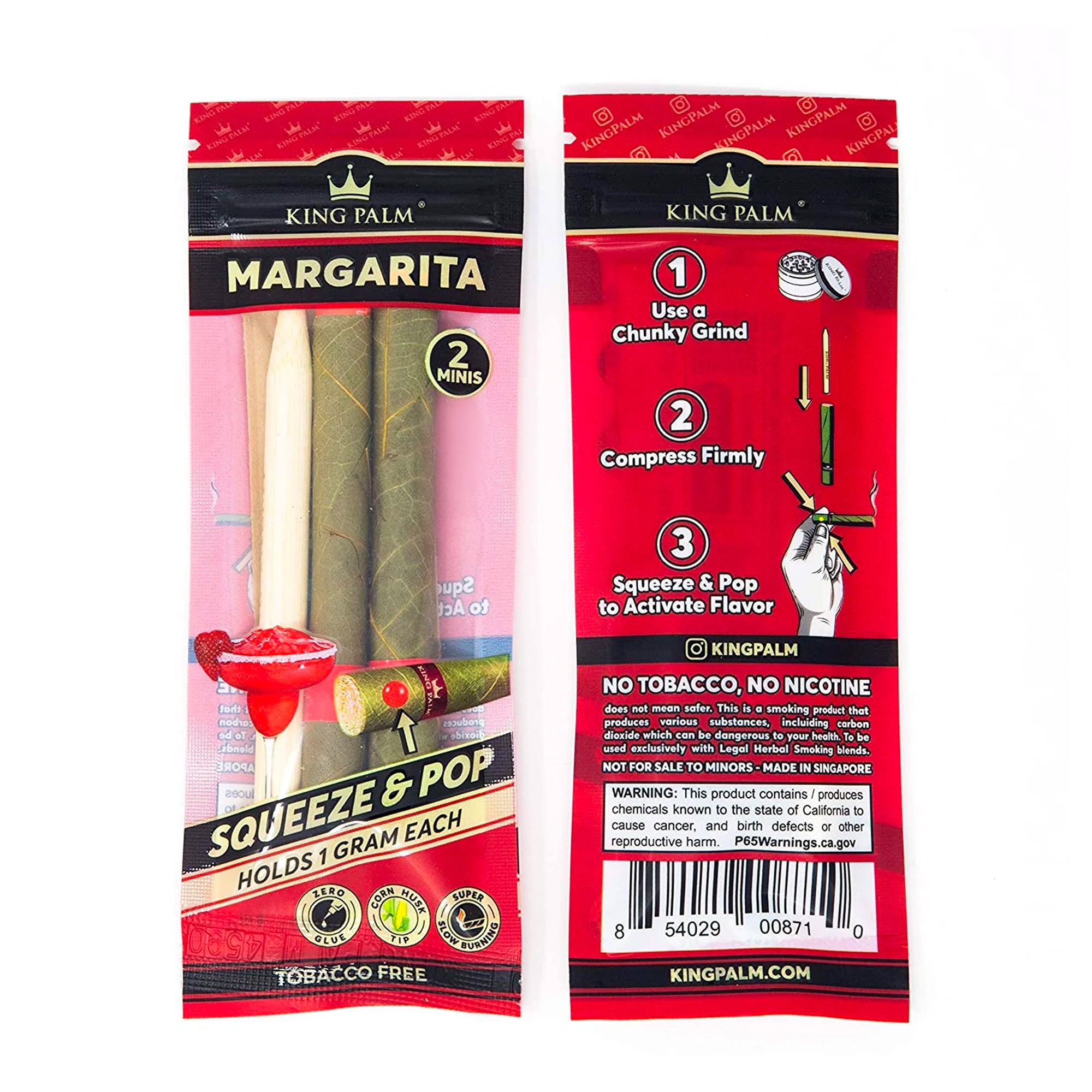 KING PALM | 'Retail Display' Natural Leaf Mini Rolls Blunt Wraps | 85mm - Margarita - 20 Count - 3