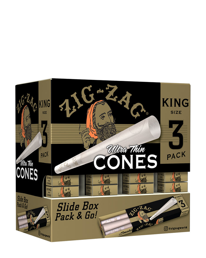 ZIG ZAG | 'Retail Display' King Size Pre-Rolled Cones Promo Pack | 109mm - White Paper - 36 Count Image