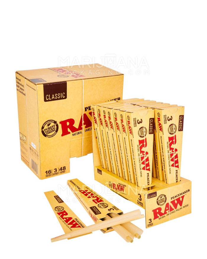 RAW | 'Retail Display' Peacemaker Pre-Rolled Cones | 140mm - Unbleached Paper - 16 Count Image