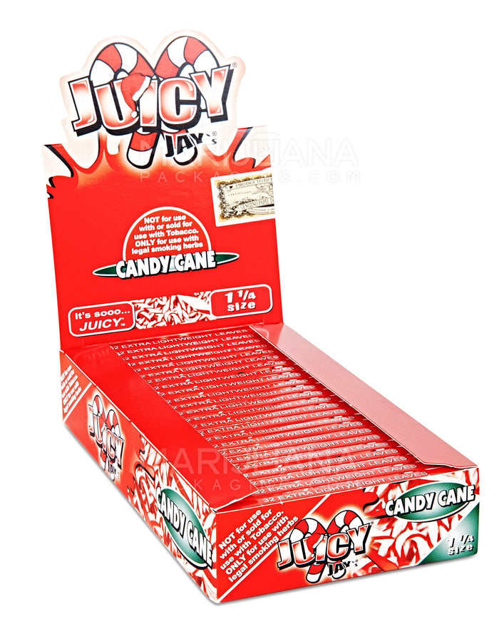 JUICY JAY'S | 'Retail Display' 1 1/4 Size Hemp Rolling Papers | 76mm - Candy Cane - 24 Count Image