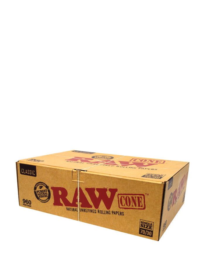 RAW | Classic Single Size Pre-Rolled Cones | 70mm - Unbleached Paper - 960 Count Image