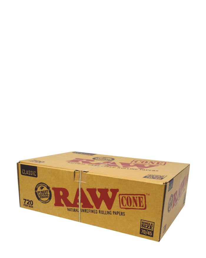 RAW | Classic Single Size Pre-Rolled Cones | 70mm - Unbleached Paper - 720 Count Image