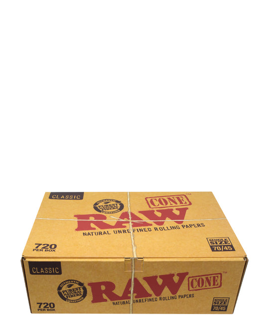 RAW | Classic Single Size Pre-Rolled Cones | 70mm - Unbleached Paper - 720 Count - 2