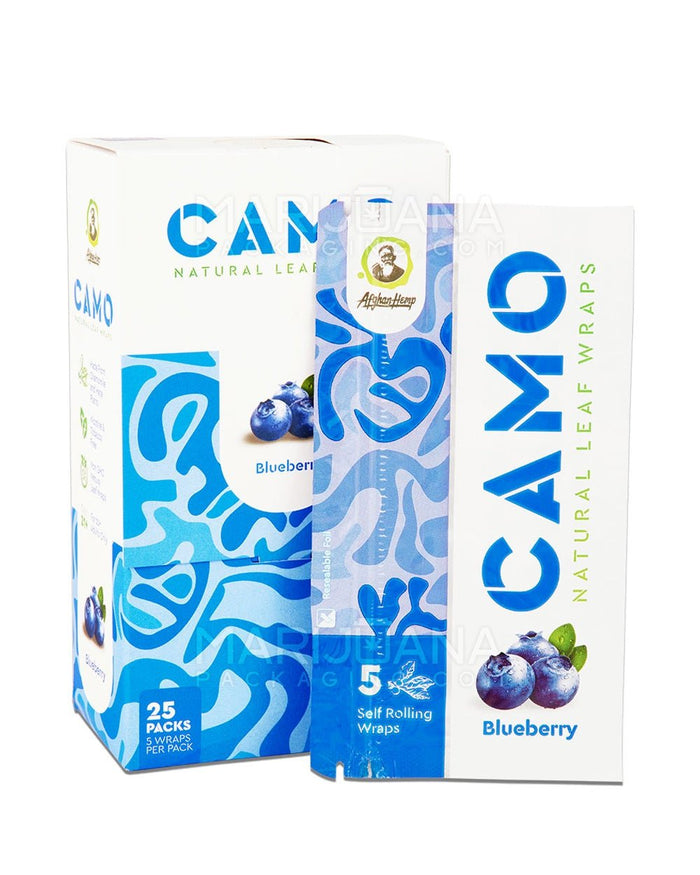 CAMO | 'Retail Display' Natural Leaf Resealable Pouch Leaf Wraps | 109mm - Blueberry - 25 Count Image