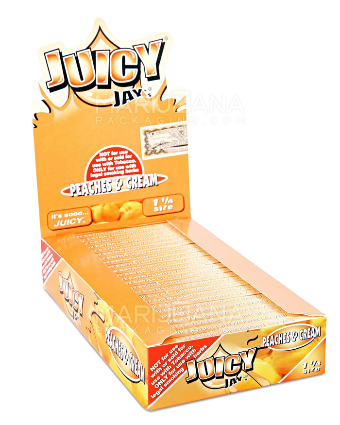 JUICY JAY'S | 'Retail Display' 1 1/4 Size Hemp Rolling Papers | 76mm - Peaches & Cream - 24 Count Image